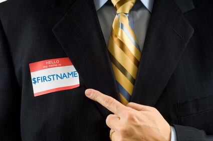 Names are used to identify and address people better A photo of a name tag on a suit