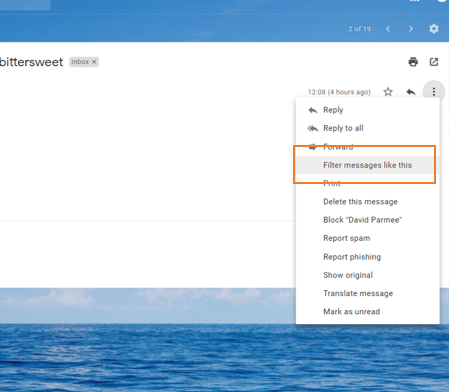 How to whitelist with Gmail - another screenshot A screenshot of filtering with Gmail