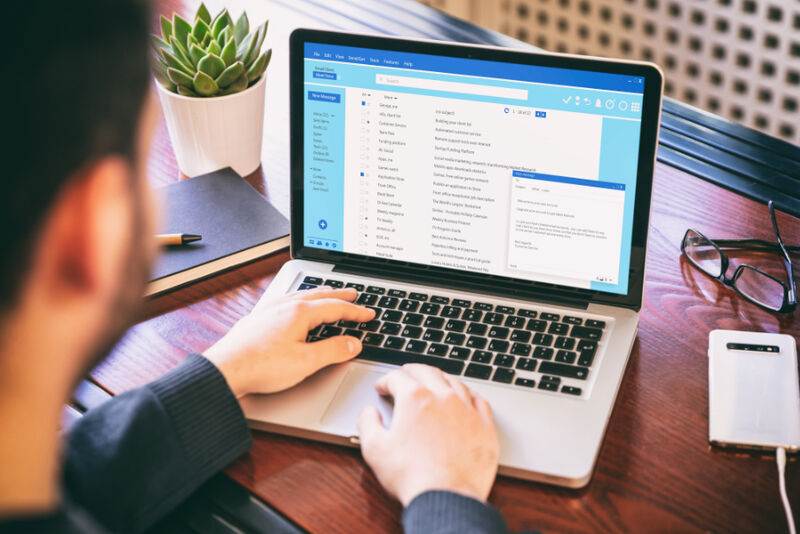 A man discovering the benefits of the Simplelists mailing list manager Man discovering benefits of Simplelists mailing list manager