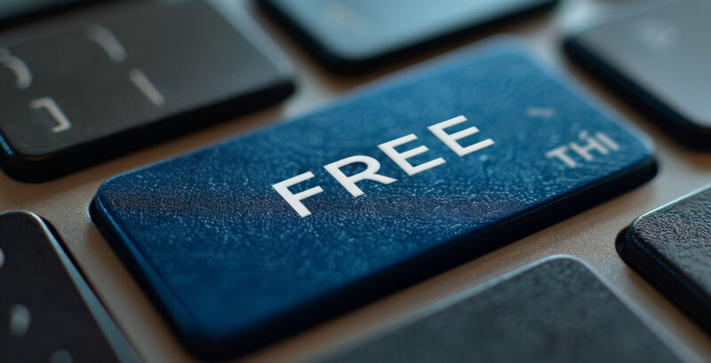 Imagine if receiving a free email listserve was as simple as clicking a button An image showing a computer keyboard with a free button