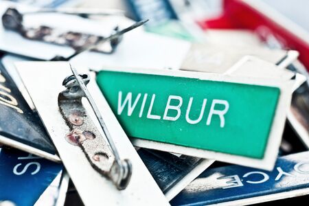 A photo showing a name tag