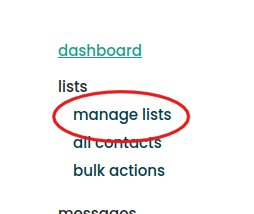 The new manage lists menu An image showing the new manage lists menu
