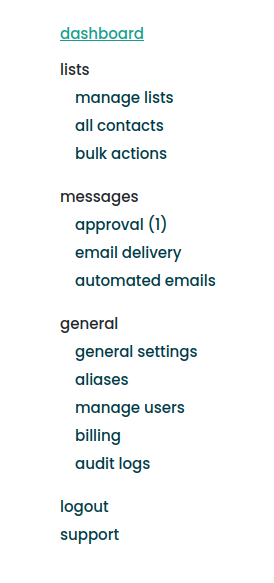 The new menu layout for a Multiple List account An image showing the new Multiple List menu