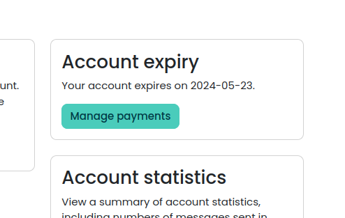 The old location of the payments menu An image showing the old location of the payments menu